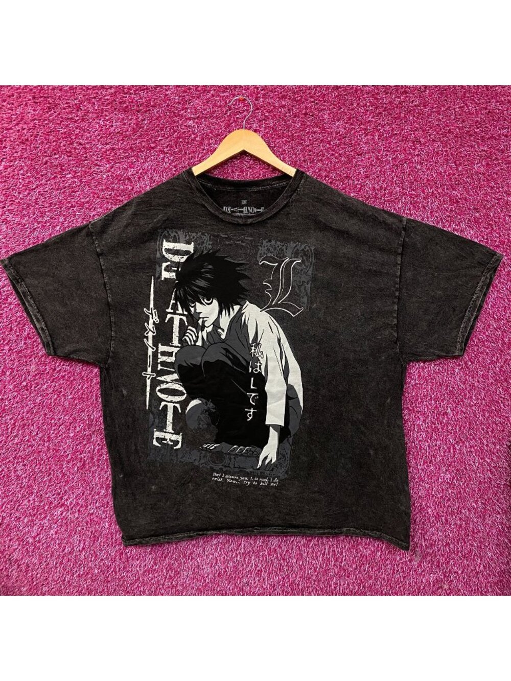 Death Note L Monochrome Dark Wash Anime T-Shirt 2XL